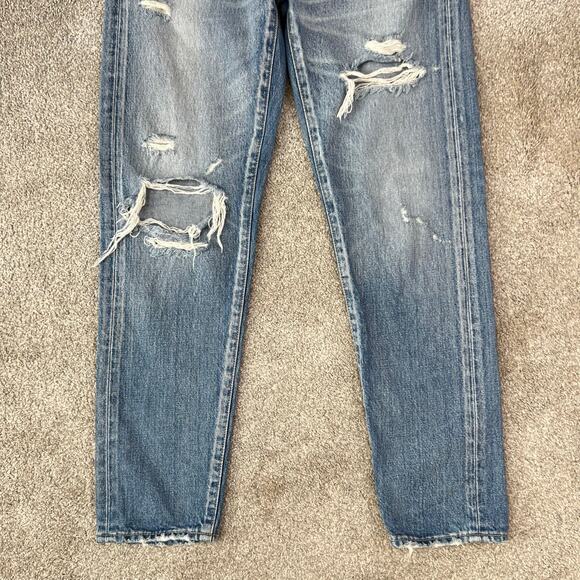Moussy Vintage Bowie Tapered Mid-Rise Distressed 100% Cotton Jeans (Sz 27) - Picture 7 of 11